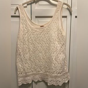 Mossimo Cream Lace Detail Tank Top Blouse Medium